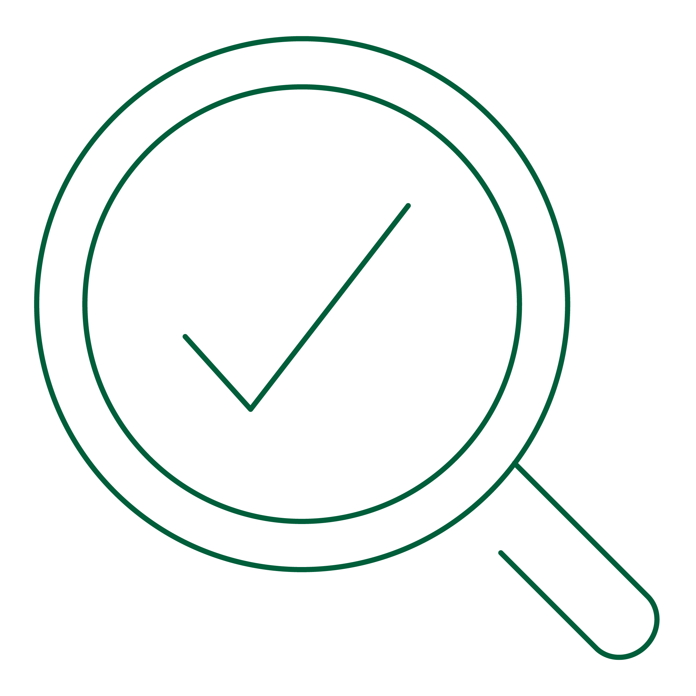 Icon of magnifying glass with a checkmark, symbolizing reliable detection in food safety processes.