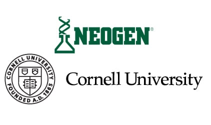 Logos for Neogen Corporation and Cornell University, partners on the Environmental Monitoring Handbook for food safety.