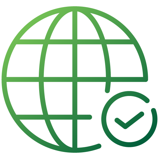 globe with check icon