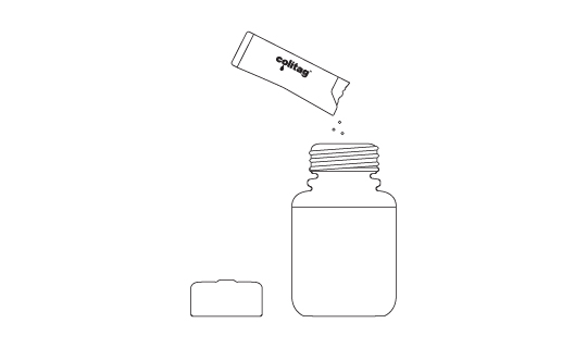 Colitag media is poured into water sample for total coliforms and E. coli testing.