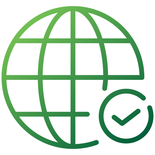 globe with check icon
