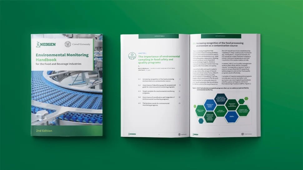 Neogen Environmental Monitoring Handbook cover and inside spread