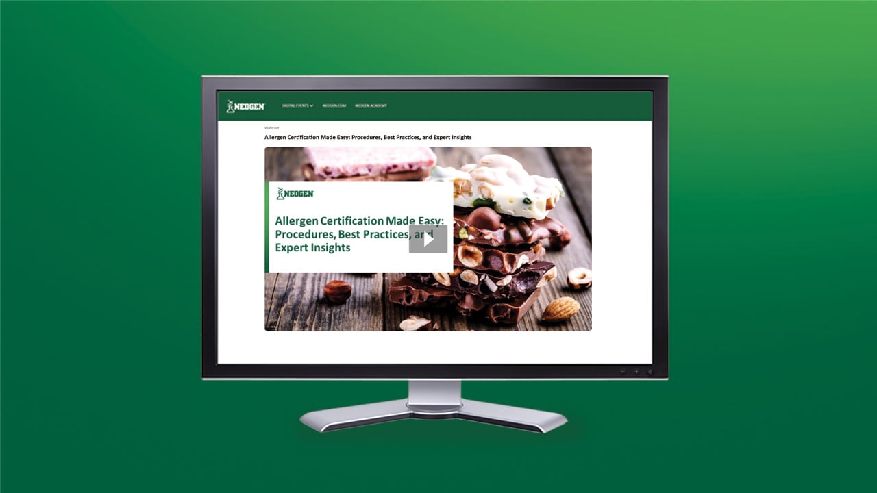 Neogen on-demand webinar on allergen certification procedures, best practices, and expert insights.