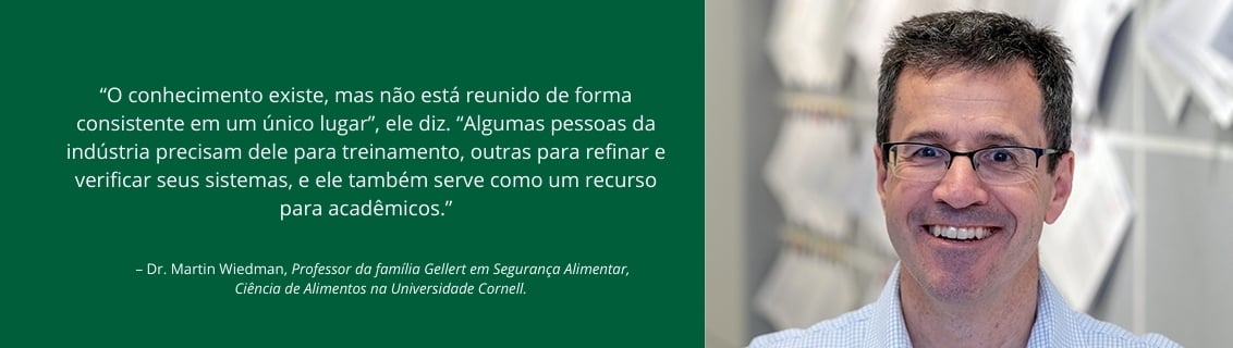 itação de Martin Wiedmann sobre o Manual de Monitoramento Ambiental: recurso para treinamento e verificação de sistemas de segurança em alimentos e bebidas.