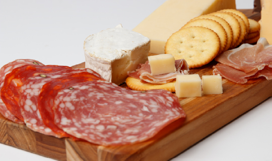 Meat and cheese charcuterie board