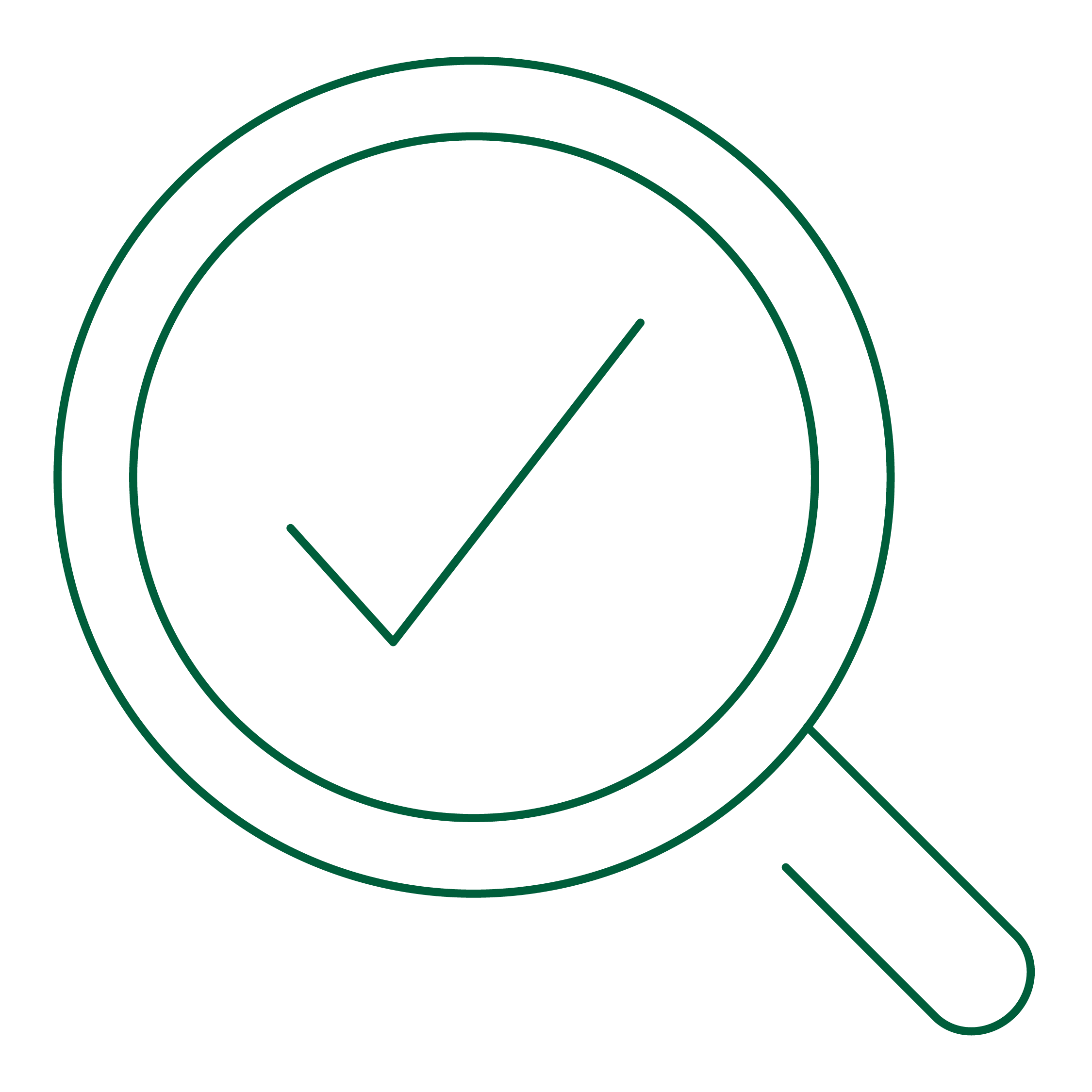 Icon of magnifying glass with a checkmark, symbolizing reliable detection in food safety processes.
