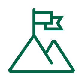 Green outline mountain with flag icon